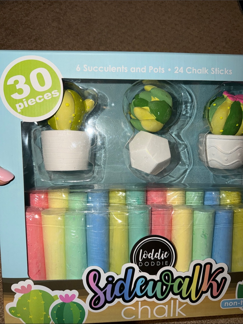 NEW Loddie Doddie 30 Piece Succulents and Pots Sidewalk Chalk Set - Picture 3 of 3